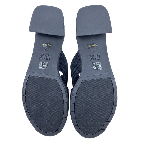 Eileen Fisher Womens Naja Stretch Knit Block Heel Slide Sandals 8.5 M Black - Picture 7 of 9